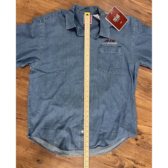 Mississippi State Bulldogs MSU Red Oak Blue Denim Button Shirt Large Long Sleeve - Picture 10 of 12